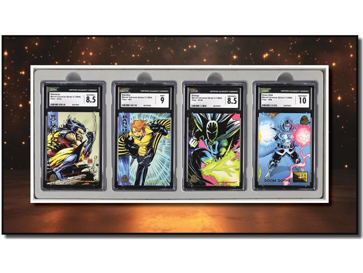 This curated set of four cards is a magnificent visual feast, paying homage to the peak era of the 1994 Marvel Universe Serie